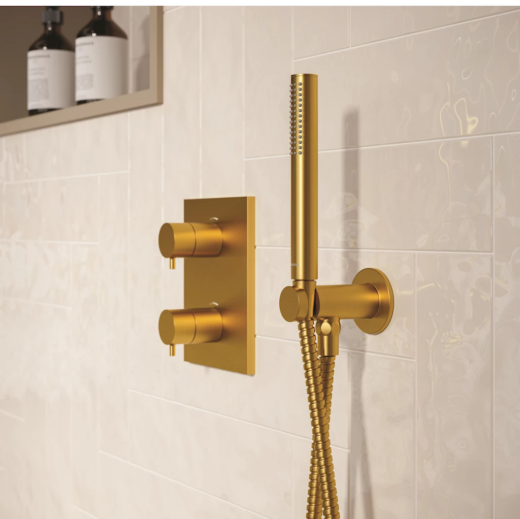 Silhouet takdusj for innbygging, børstet messing Silhouet takdusj for innbygging, børstet messing