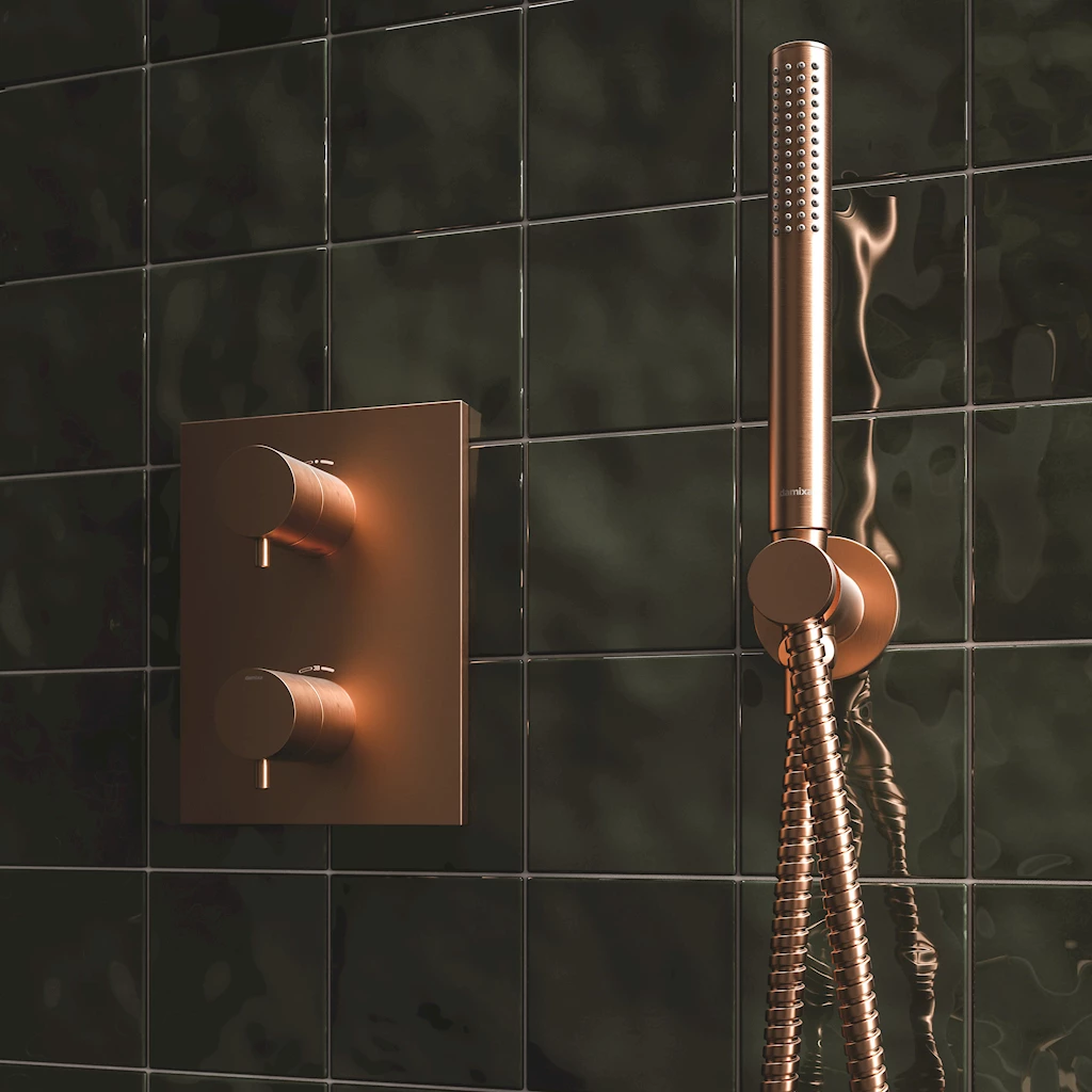 Silhouet takdusj for innbygging, børstet kobber Silhouet takdusj for innbygging, børstet kobber