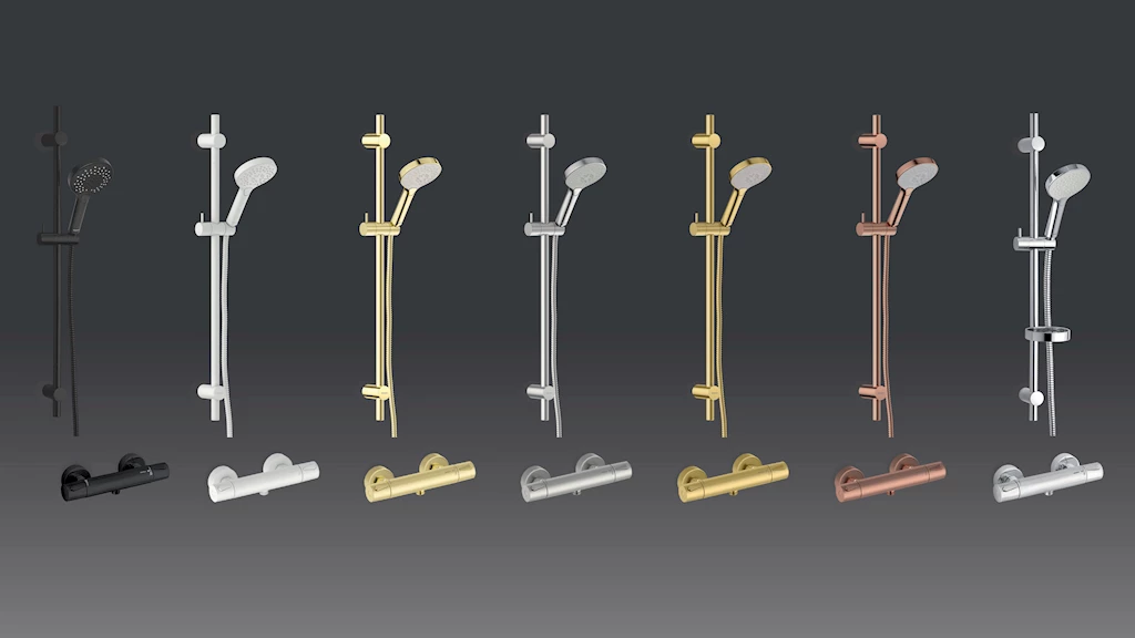 Silhouet Flex dusjsett, børstet stål Silhouet Flex dusjsett, børstet stål